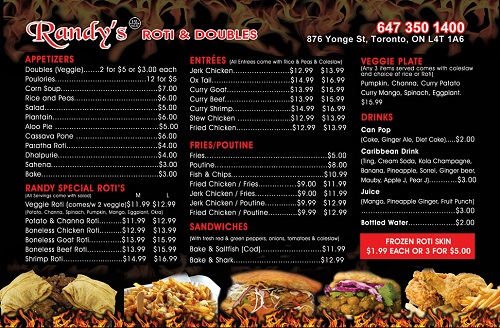 Randy's Food truck Menu